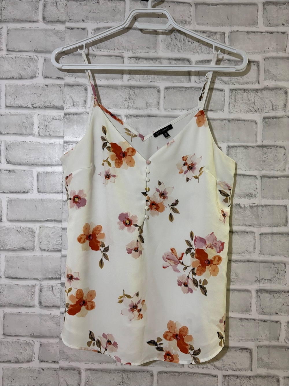 Dynamite Cream Floral V-Neck Spaghetti Strap Camisole, small